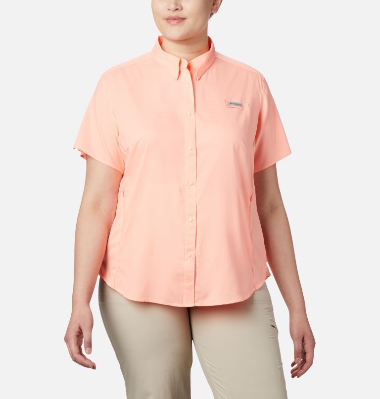 Women\'s Columbia PFG Tamiami II Short Sleeve Shirts Pink | Plus Size CA-Z3L5C